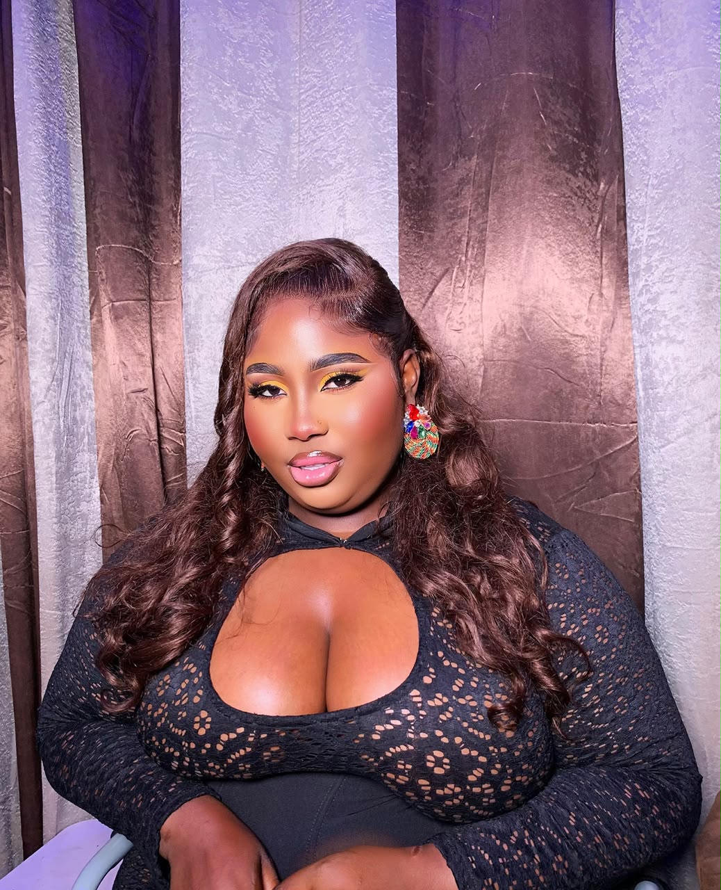 Bold lip glam with black lace